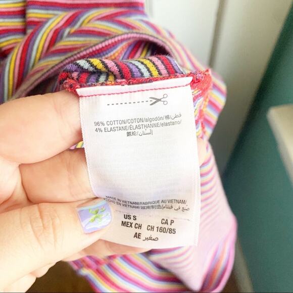 Juicy by Juicy Couture Knit Rainbow Striped Ribbed Midi Dress Side Slit Bodycon - Picture 13 of 15